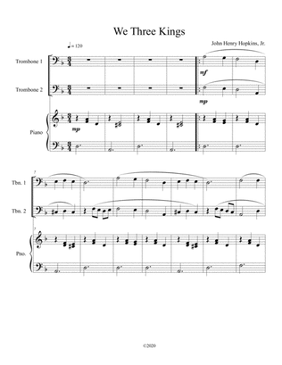 We Three Kings (trombone duet) with optional piano accompaniment