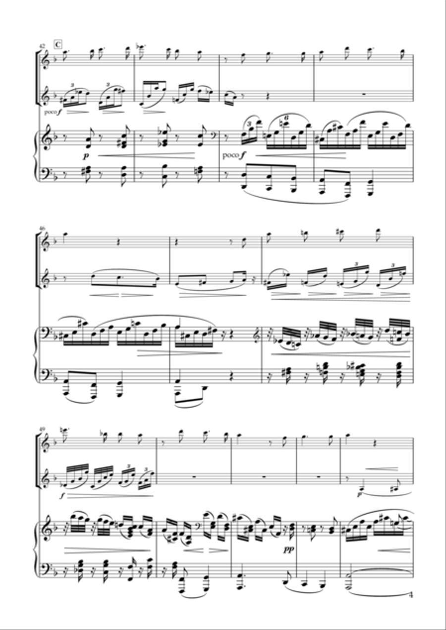 'Gestillte Sehnsucht' Zwei Gesänge, Op.91-1 for Flute, Clarinet & Piano Woodwind Duet scores gallery preview page 4