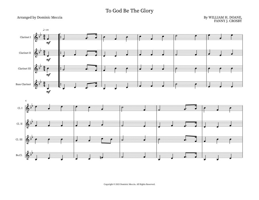 To God Be The Glory Bass Clarinet scores gallery preview page 1