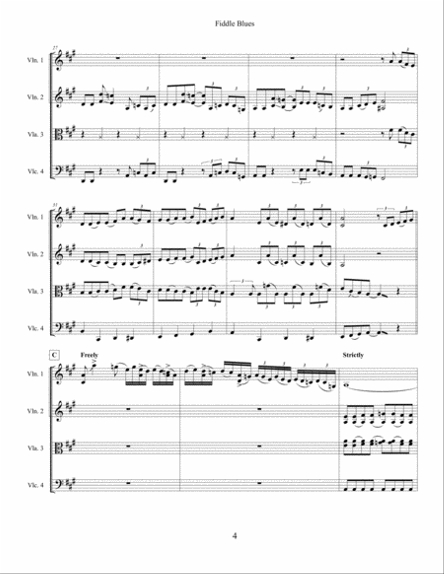 Fiddle Blues - String Quartet String Quartet scores gallery preview page 5