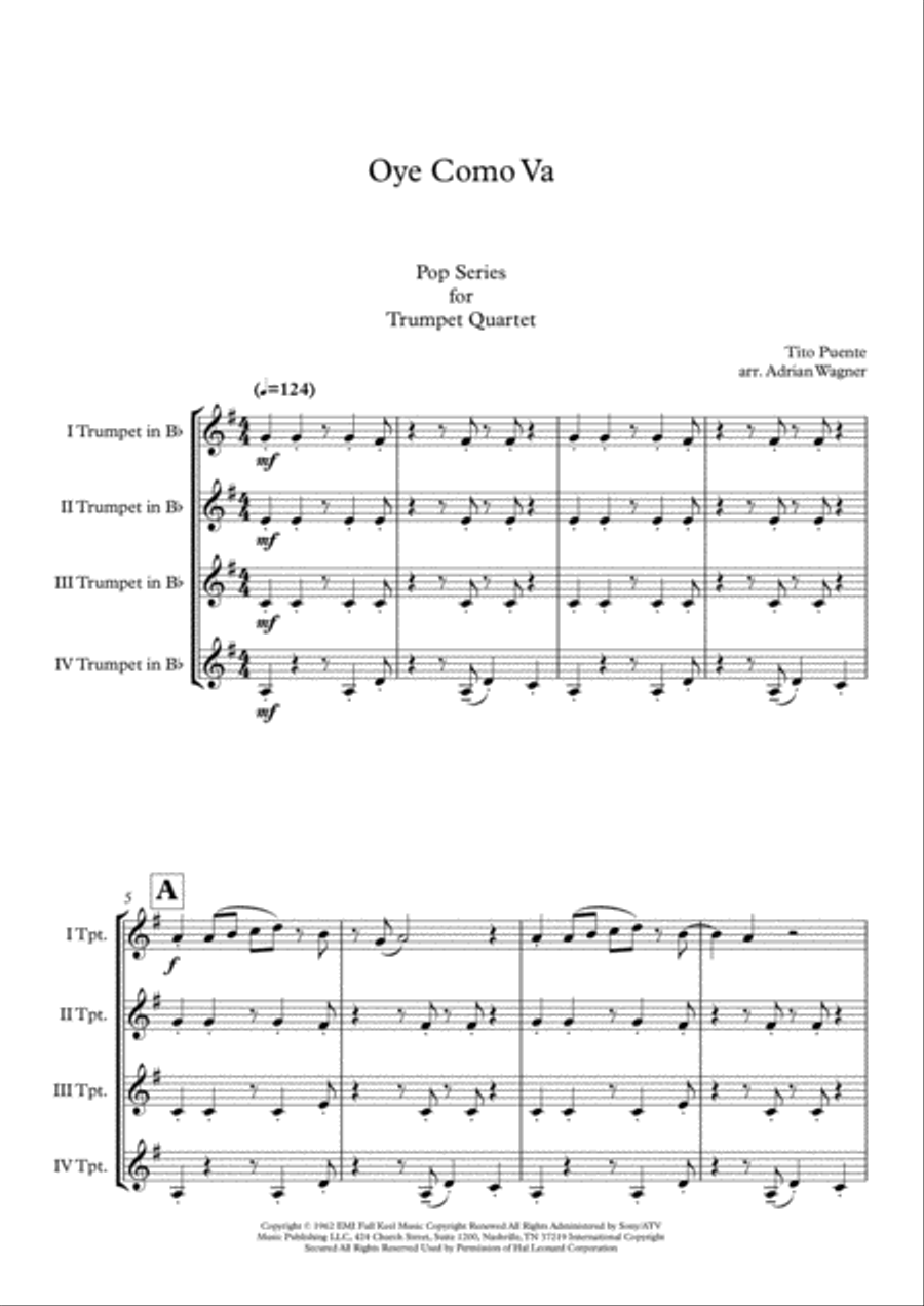 Oye Como Va Brass Quartet scores gallery preview page 3