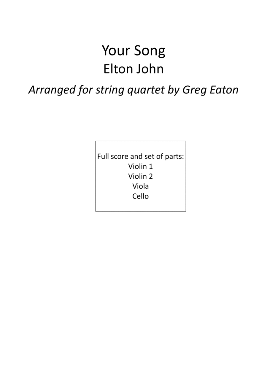 Your Song Your Song String Quartet scores gallery preview page 1