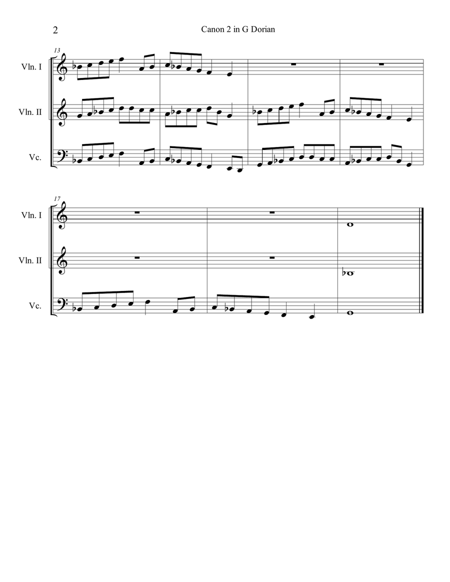 Canon 2 in G Dorian String Trio scores gallery preview page 2
