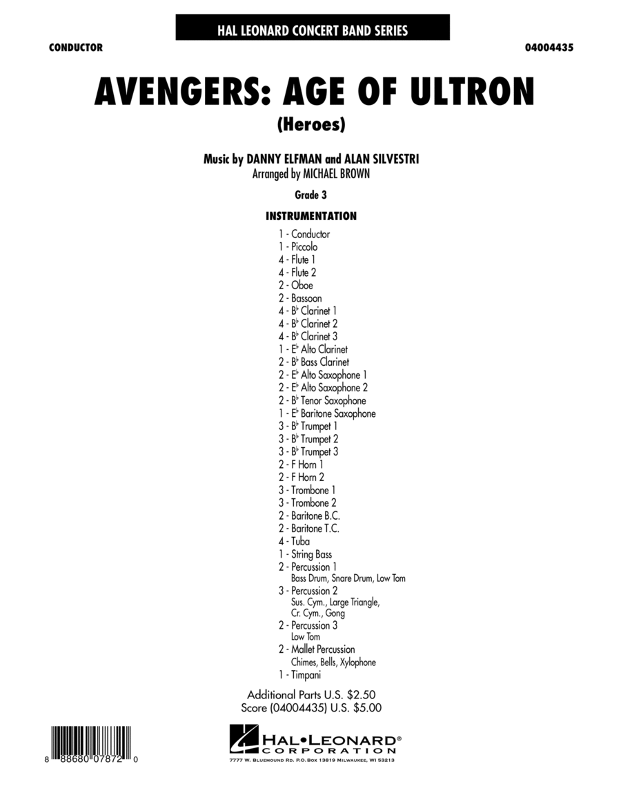 Avengers: The Age of Ultron (Main Theme) - Conductor Score (Full Score) Concert Band scores gallery preview page 1