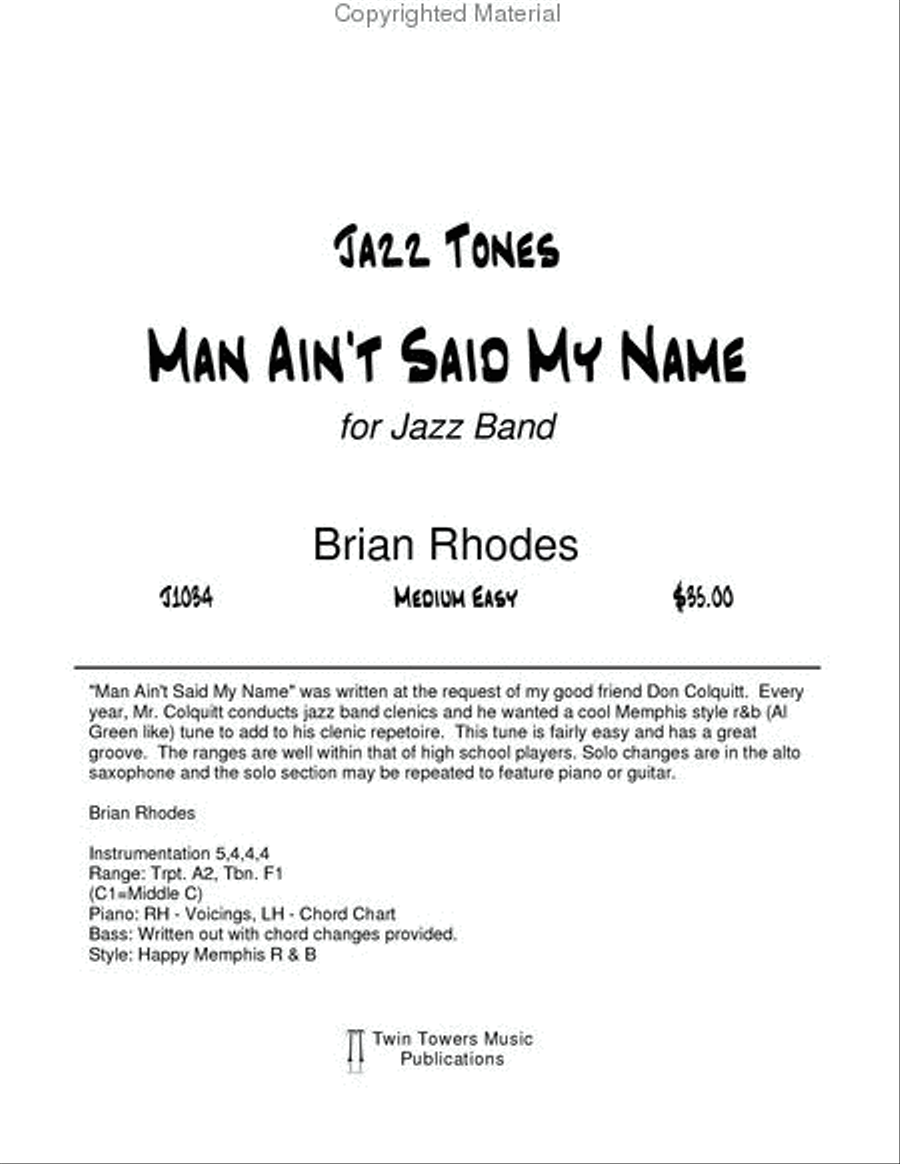 Man Ain't Said My Name Man Ain't Said My Name Jazz Ensemble scores gallery preview page 2
