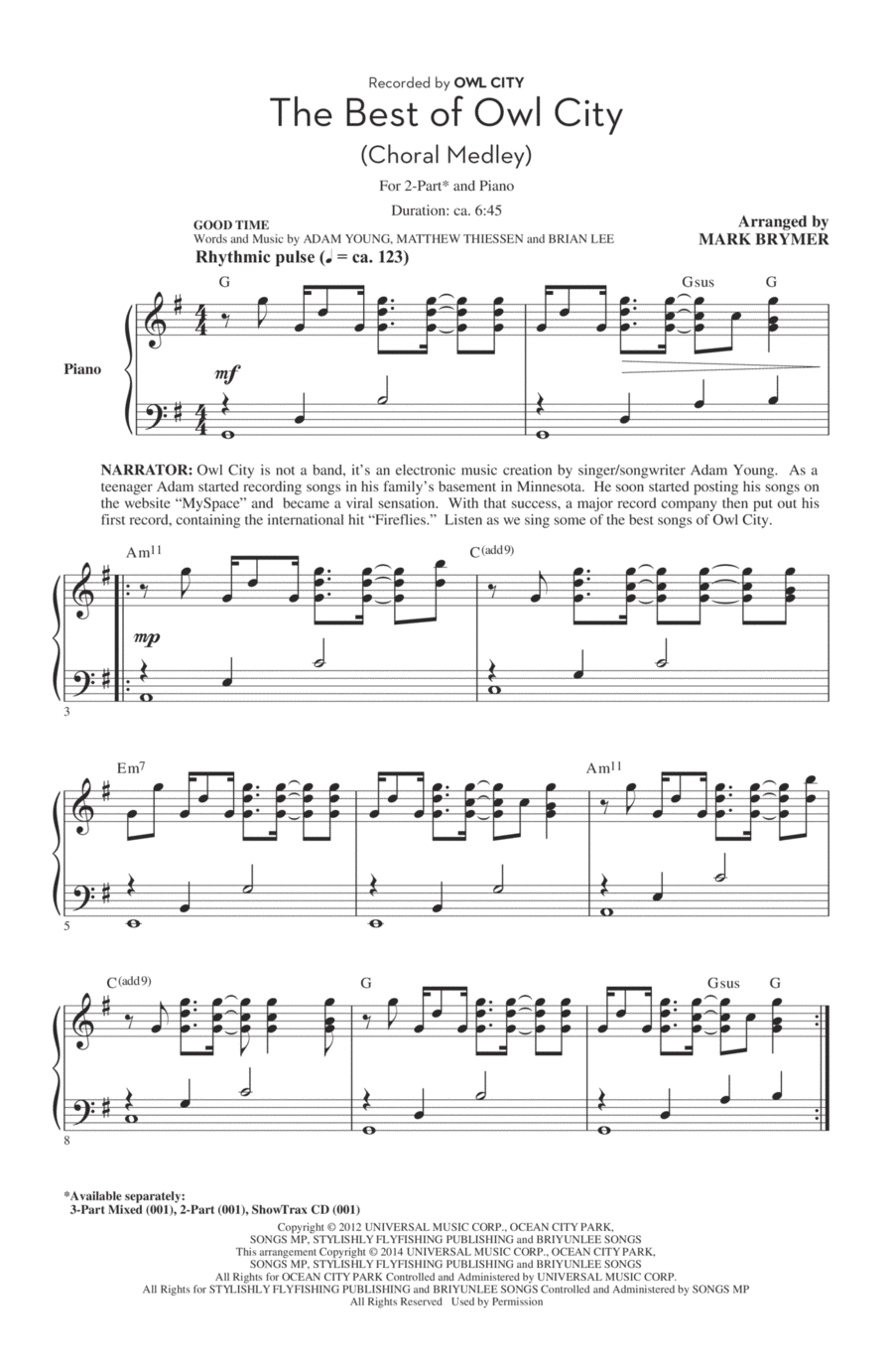 The Best of Owl City (Choral Medley) (arr. Mark Brymer)