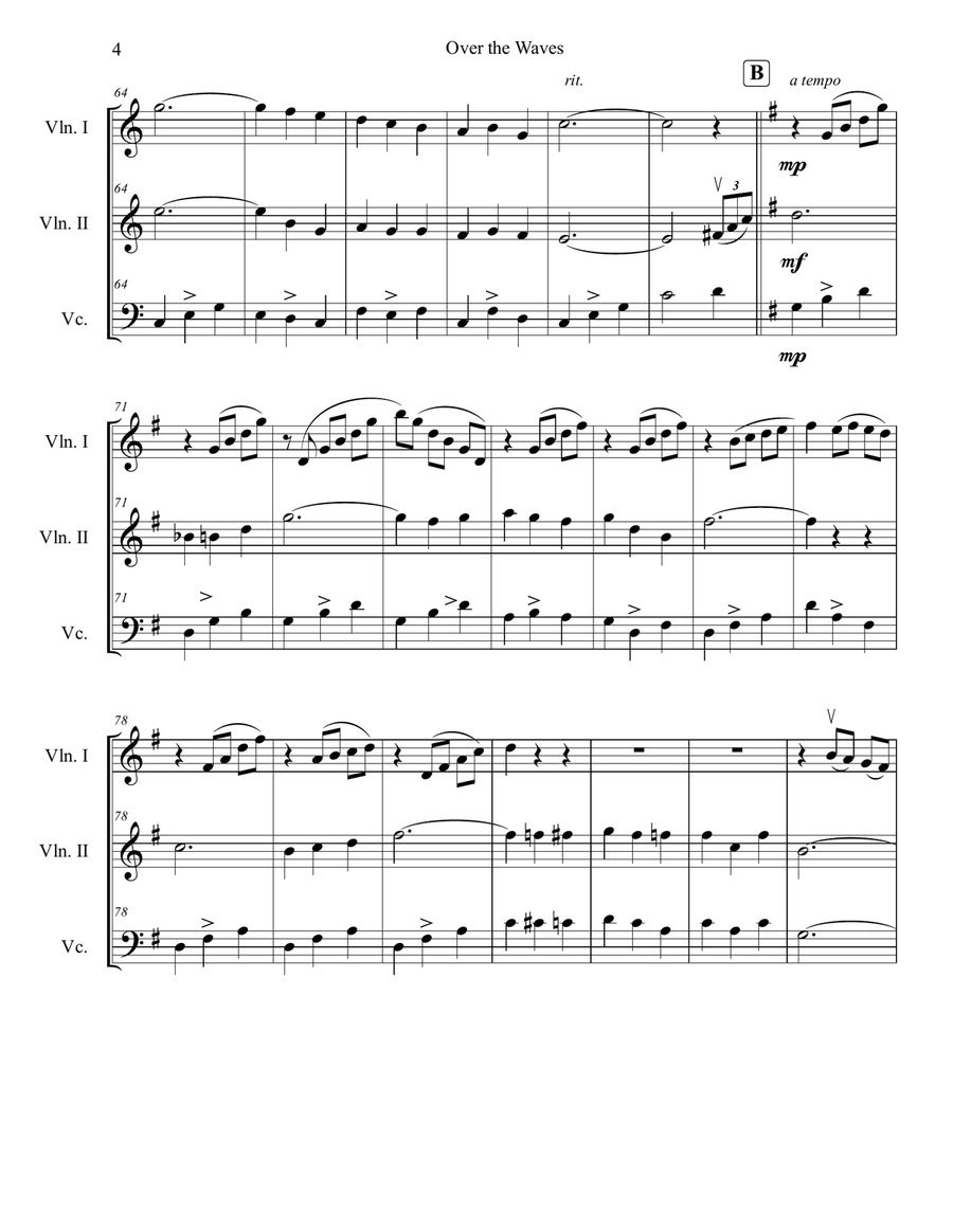 Over the Waves String Trio scores gallery preview page 4