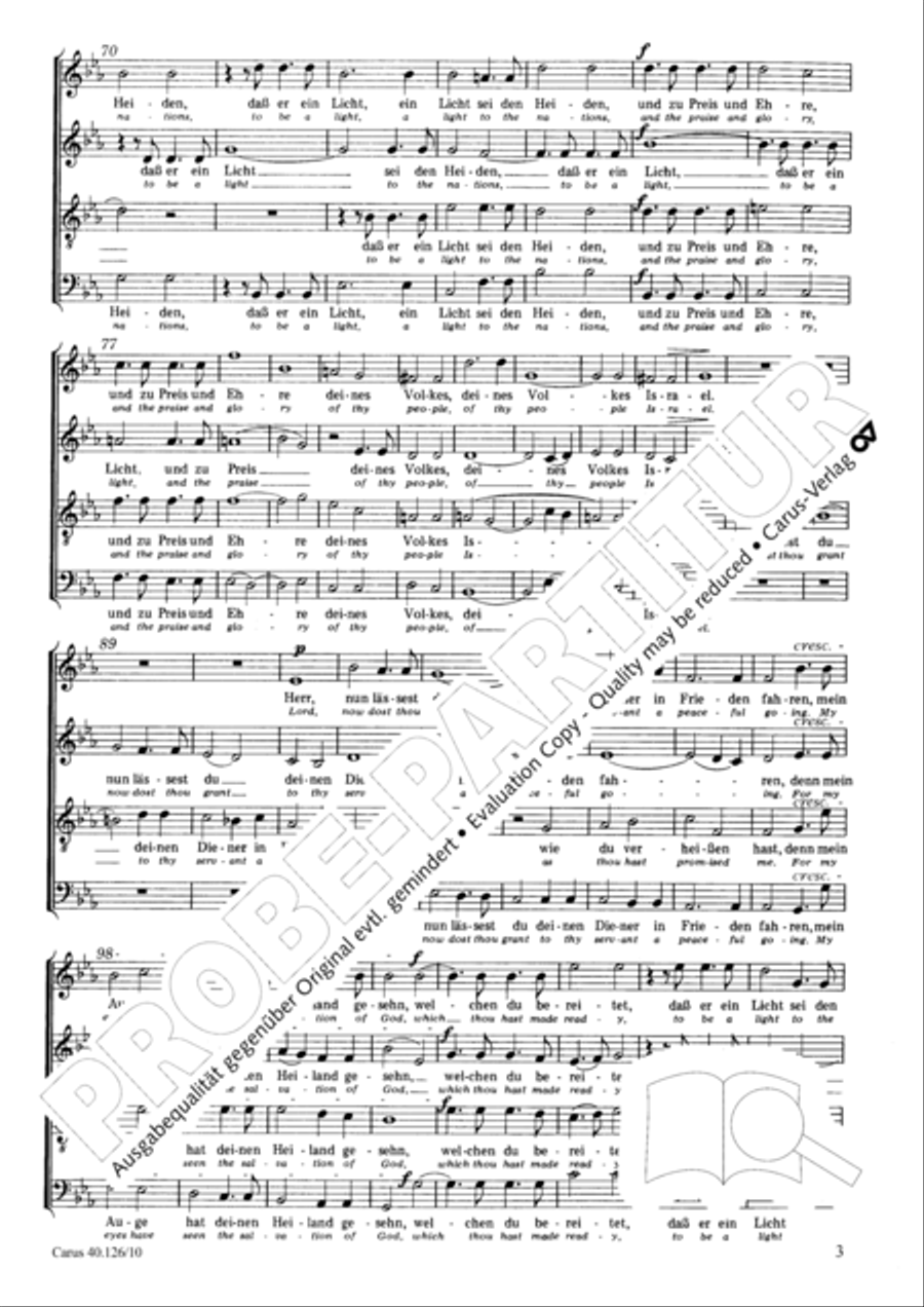 Lord, now lettest thou thy servant depart (Herr, nun lassest du deinen Diener) 4-Part scores gallery preview page 4
