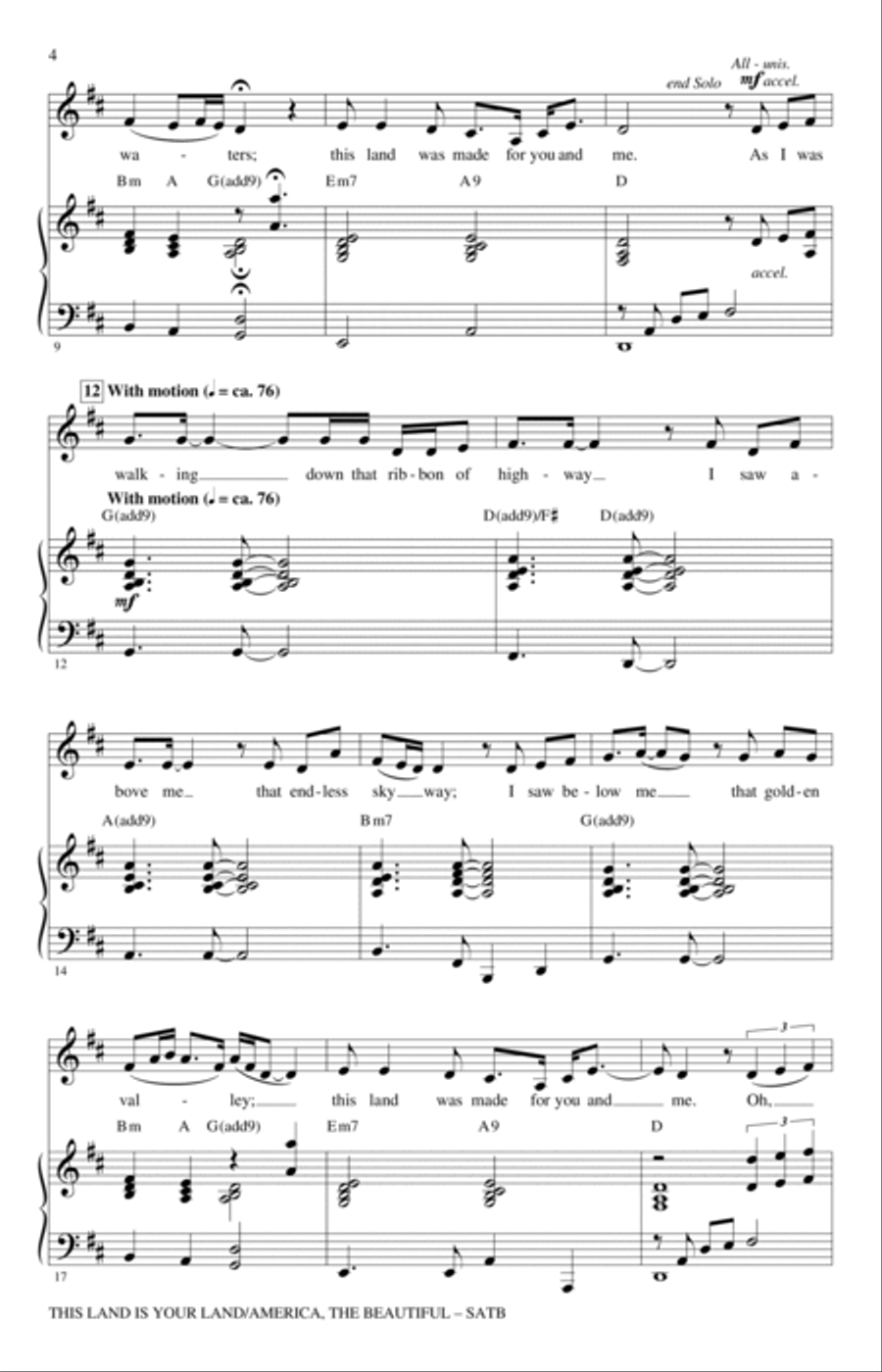 This Land Is Your Land/America, The Beautiful 4-Part scores gallery preview page 2