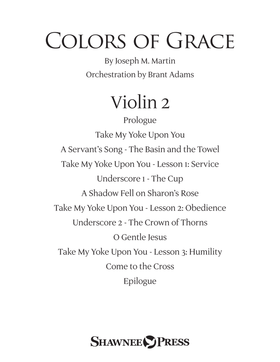 Colors of Grace - Lessons for Lent (New Edition) (Orchestra Accompaniment) - Violin 2 Choir scores gallery preview page 1
