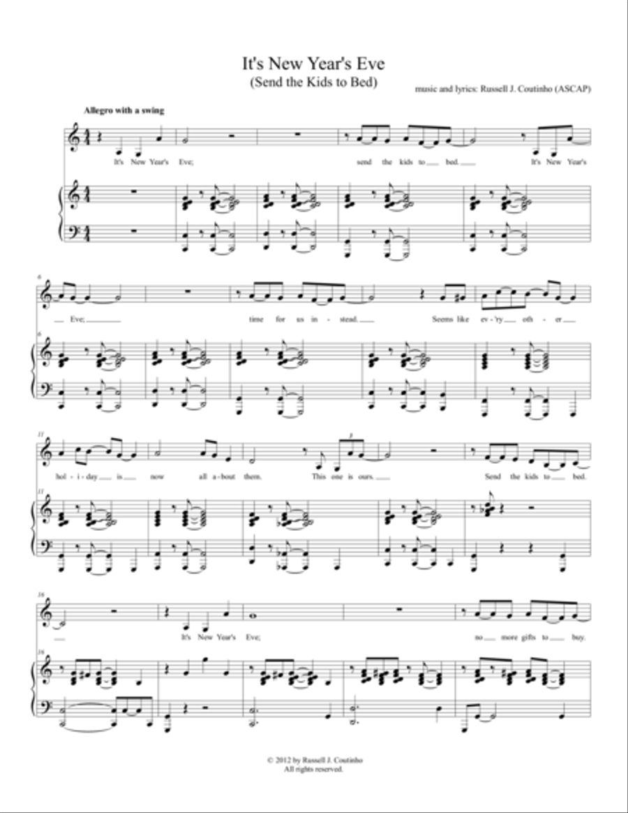 It's New Year's Eve (Send the Kids to Bed) Voice scores gallery preview page 1