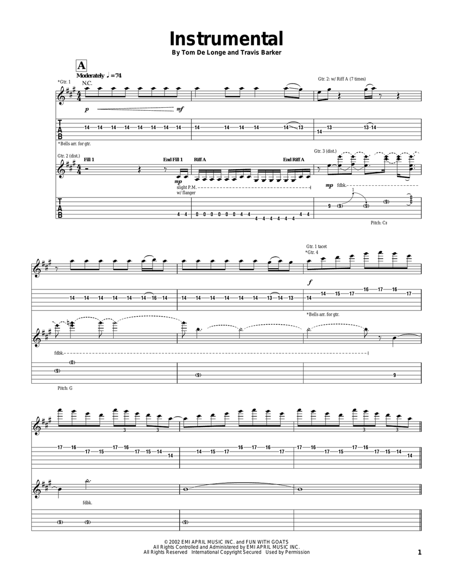 Instrumental Instrumental Guitar Tablature scores gallery preview page 1