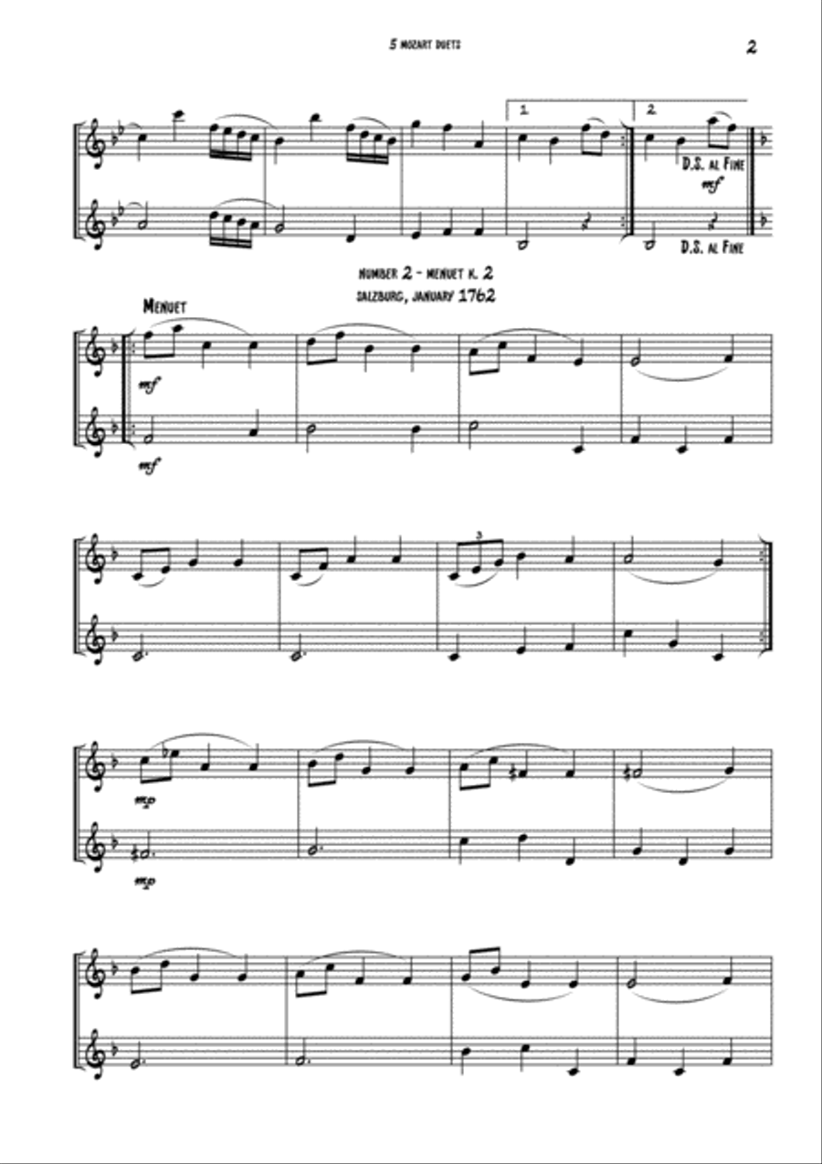 5 Mozart Brass duets 5 Mozart Brass duets Brass Duet scores gallery preview page 2