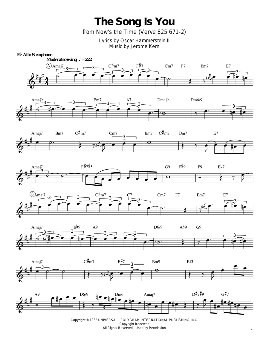 The Song Is You Alto Saxophone scores gallery preview page 1