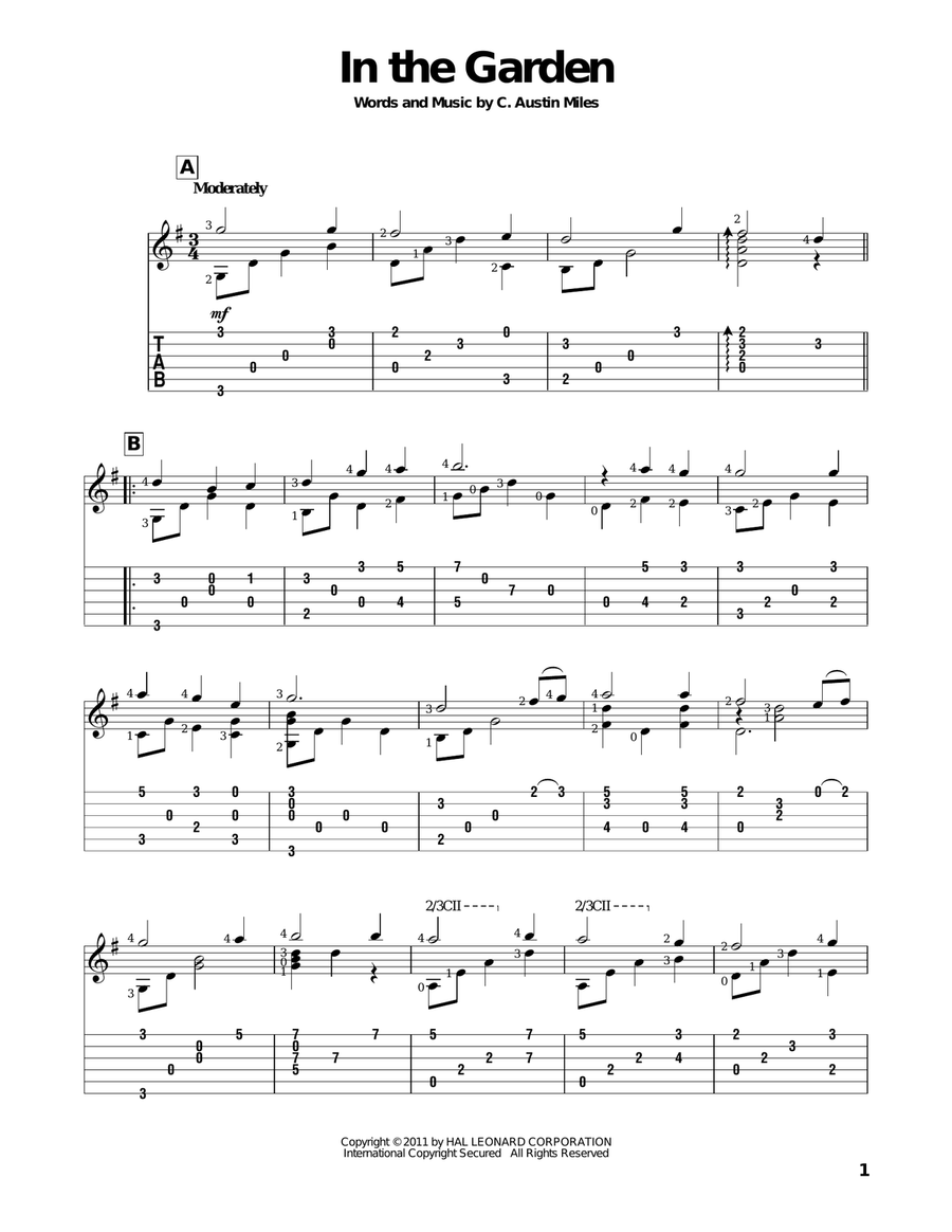 In The Garden In The Garden Guitar Solo scores gallery preview page 1