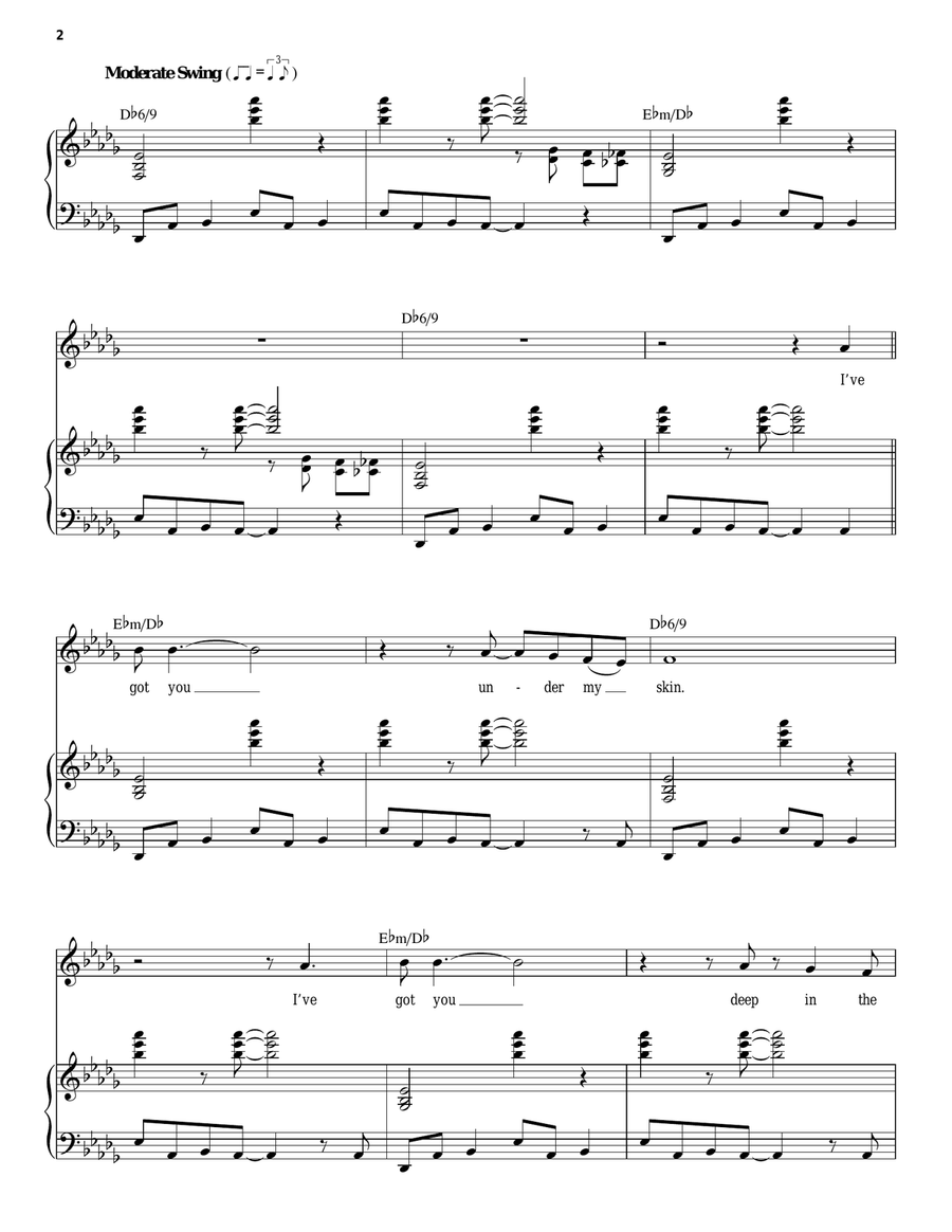 I've Got You Under My Skin Piano, Vocal, Guitar scores gallery preview page 2