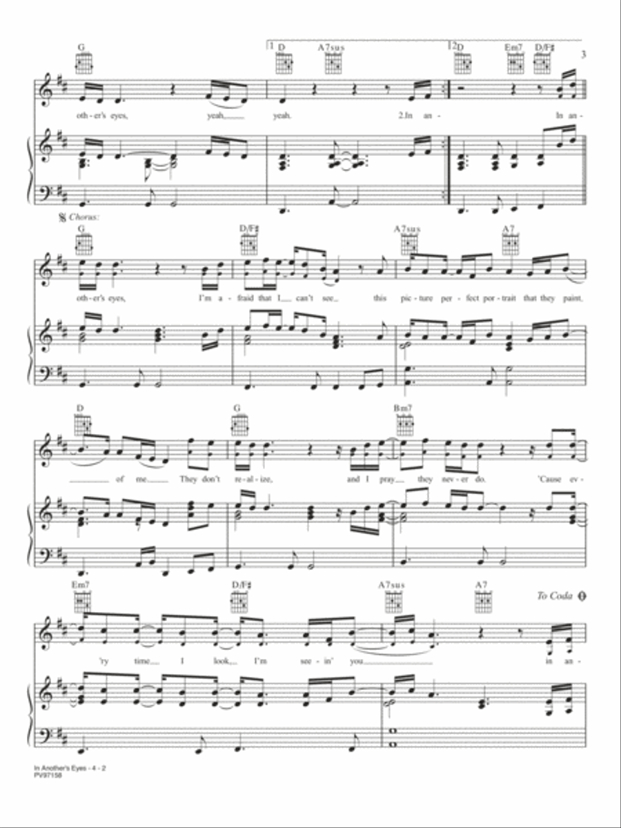In Another's Eyes Piano, Vocal, Guitar scores gallery preview page 2