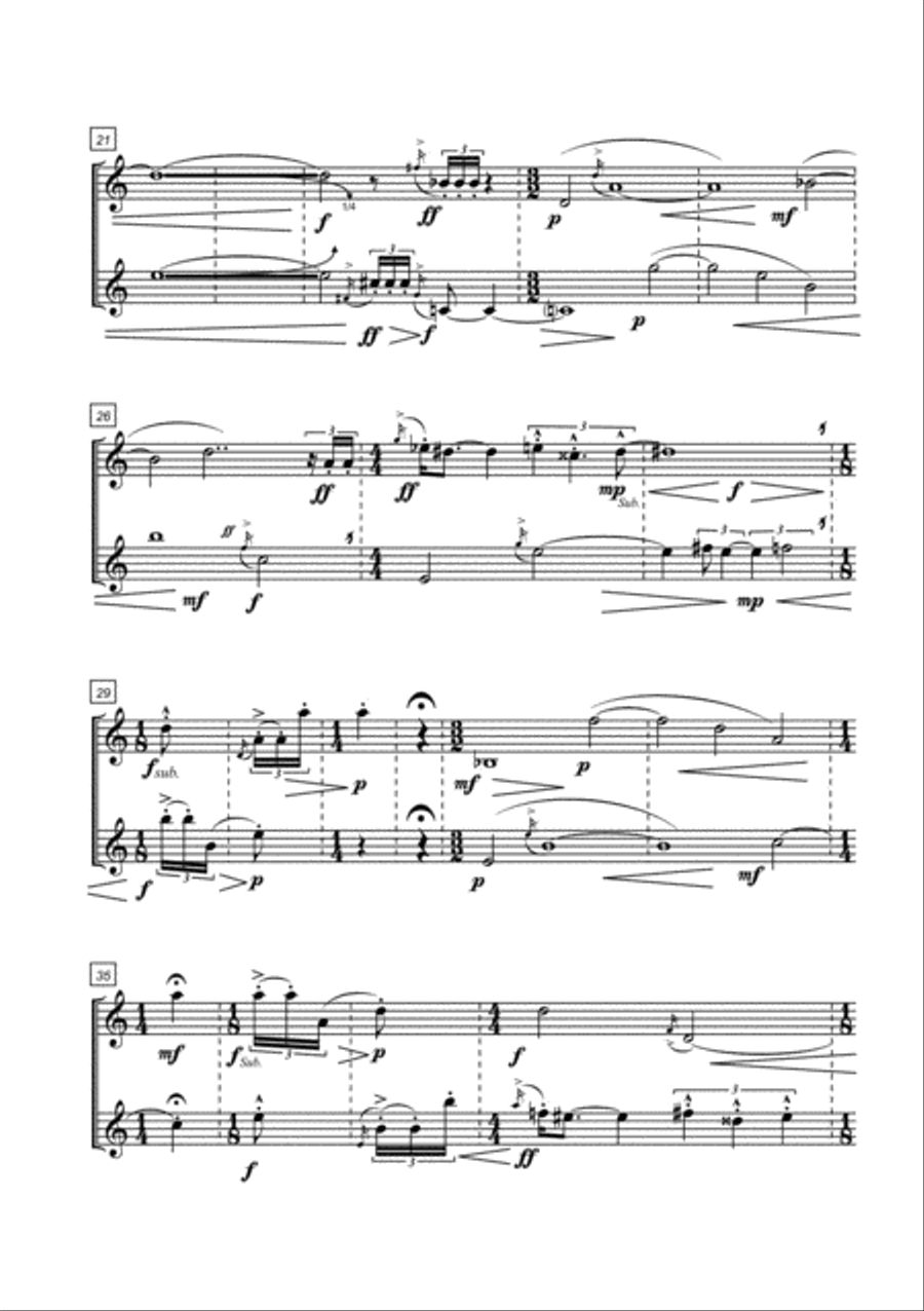 Umbrales for Oboe and Clarinet Clarinet scores gallery preview page 3