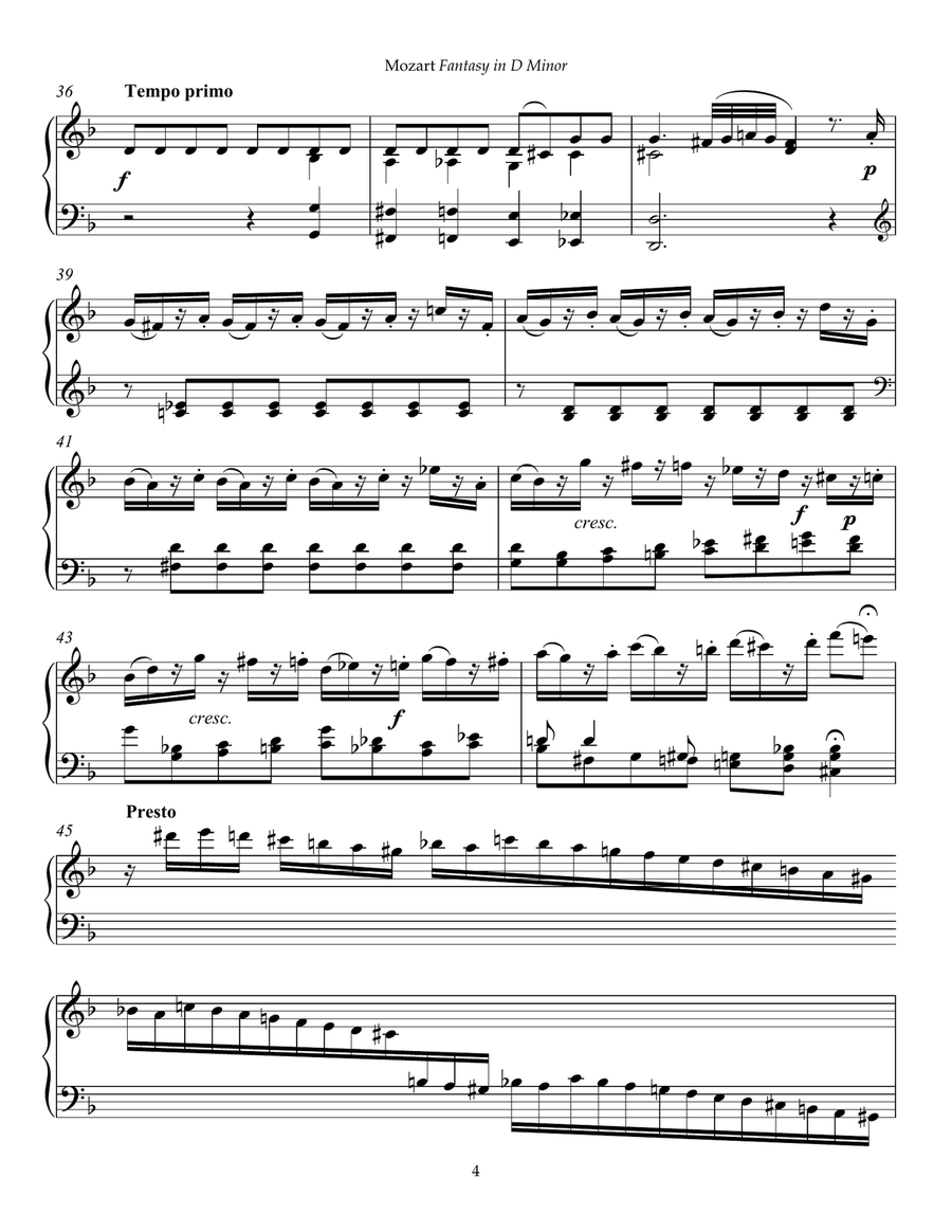 Fantasy in D Minor, K. 397 Piano Solo scores gallery preview page 4