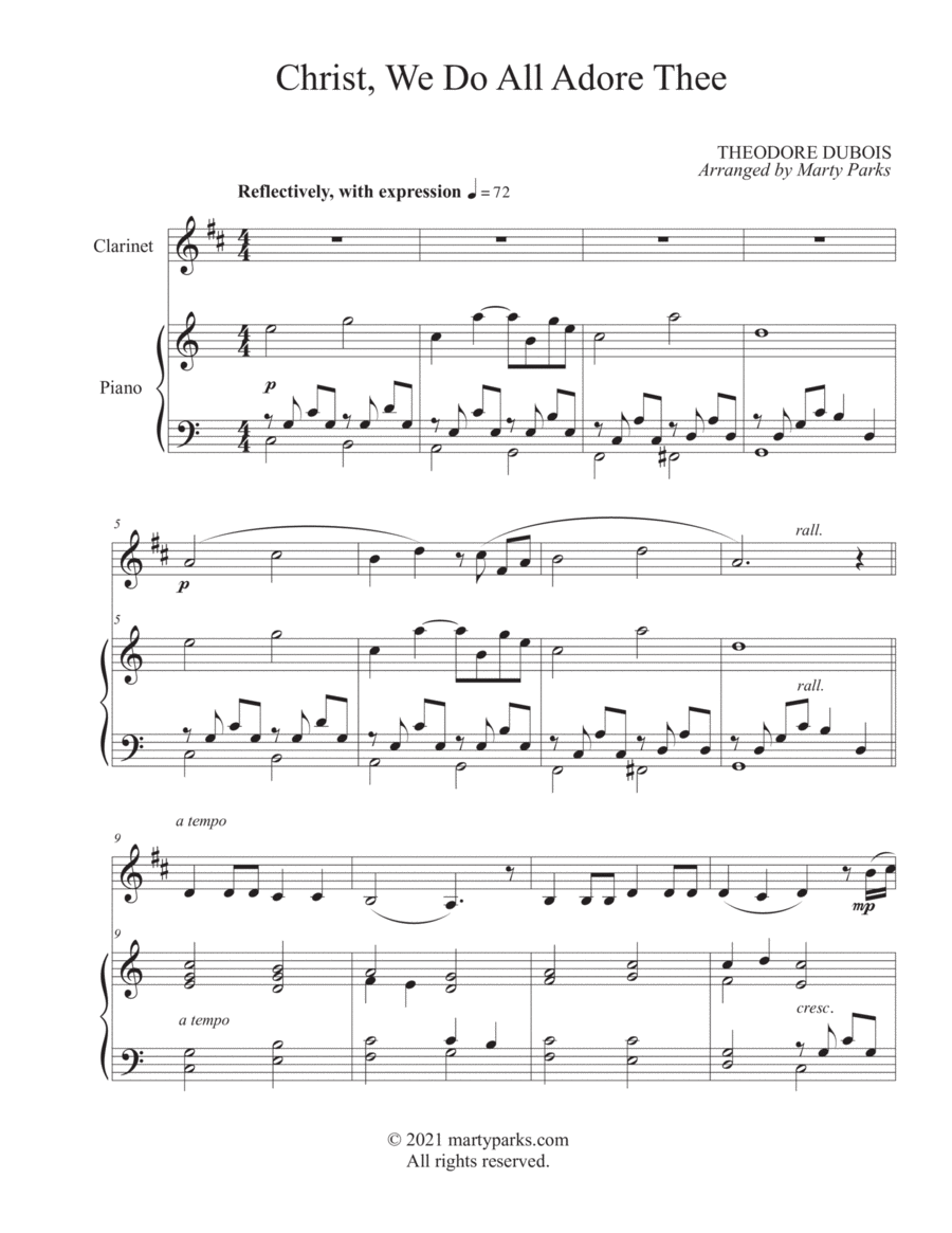 Christ, We Do All Adore Thee (Clarinet-Piano) Clarinet Solo scores gallery preview page 1