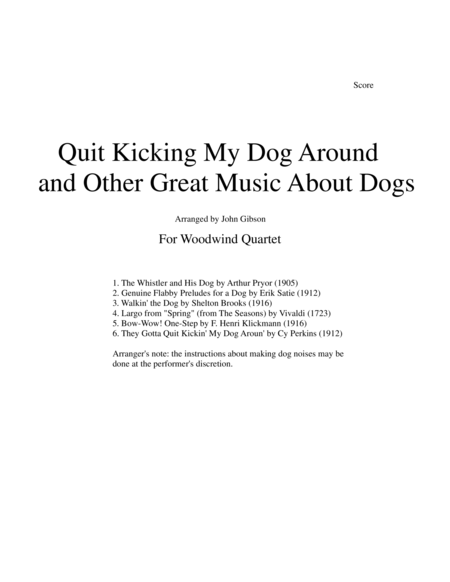Quit Kicking My Dog Around and Other Music about Dogs for Woodwind Quartet image number null