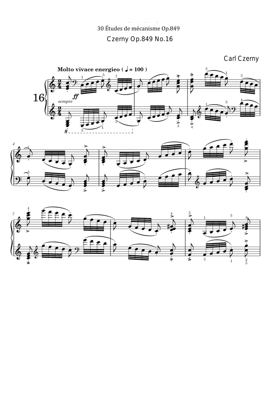 Czerny Op.849 No.16 Piano Solo scores gallery preview page 1