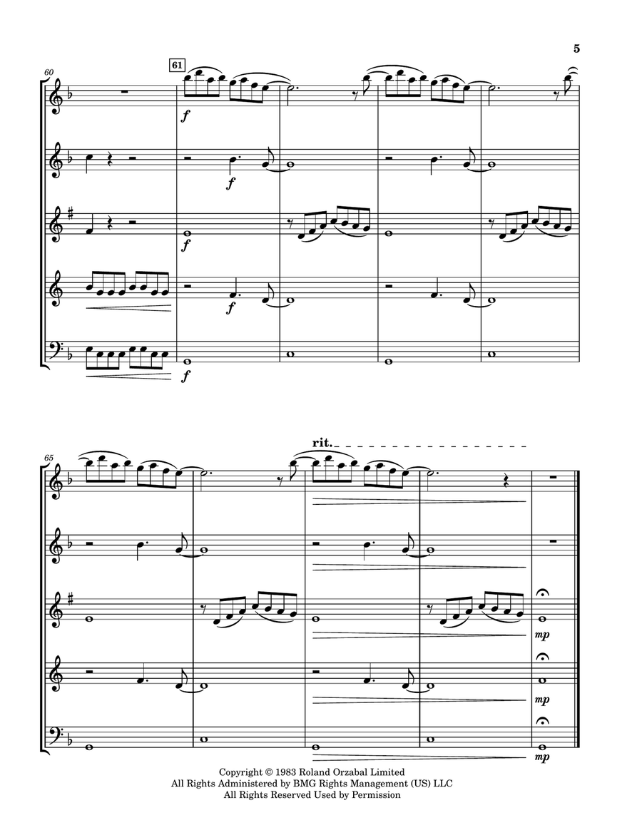 Mad World Woodwind Quintet scores gallery preview page 5