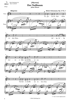 Der Nussbaum, Op. 25 No. 3 (Original key. G Major)