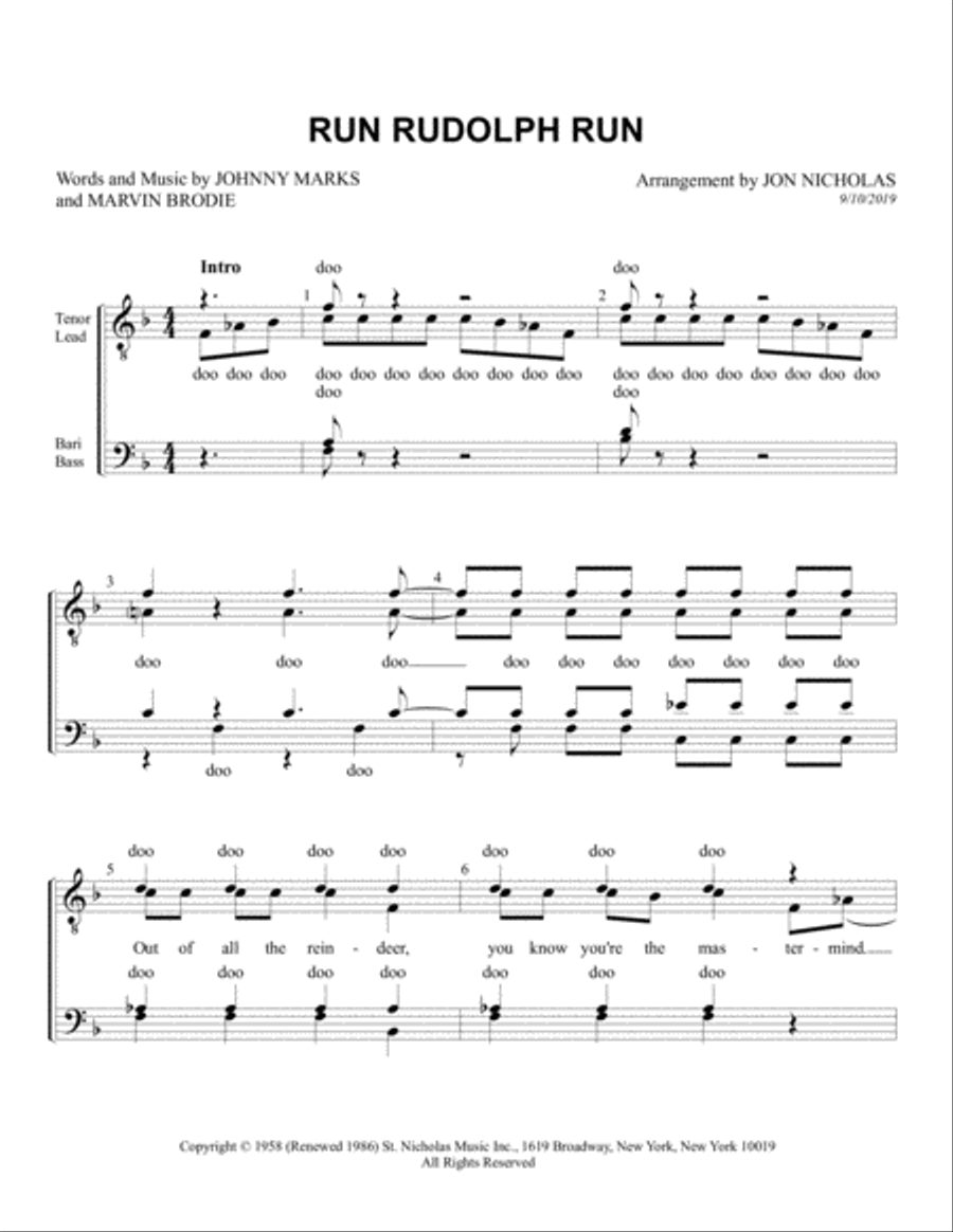 Run Rudolph Run TTBB scores gallery preview page 1