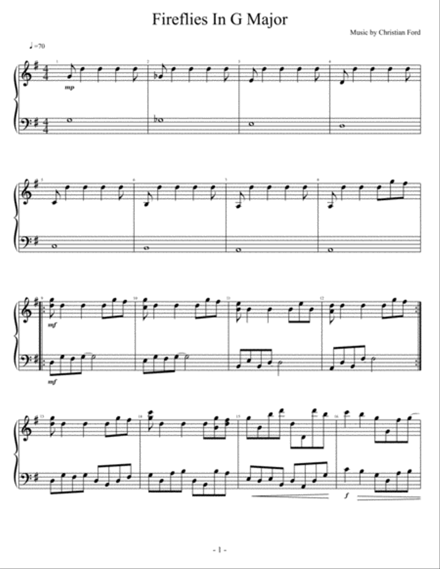Fireflies in G major Piano Method scores gallery preview page 1