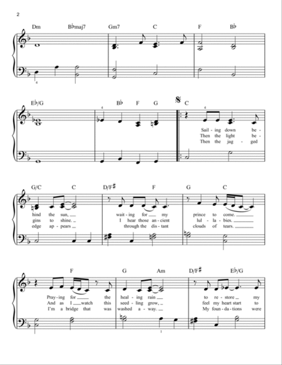 My Father's Eyes Easy Piano scores gallery preview page 2