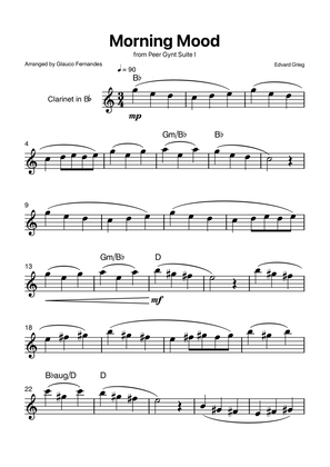 Book cover for Morning Mood by Grieg for Clarinet with Chords