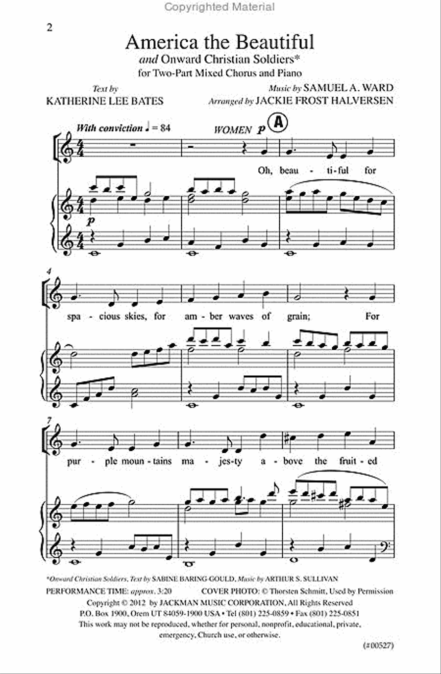 America the Beautiful / Onward Christian Soldiers - Two-part TB scores gallery preview page 2