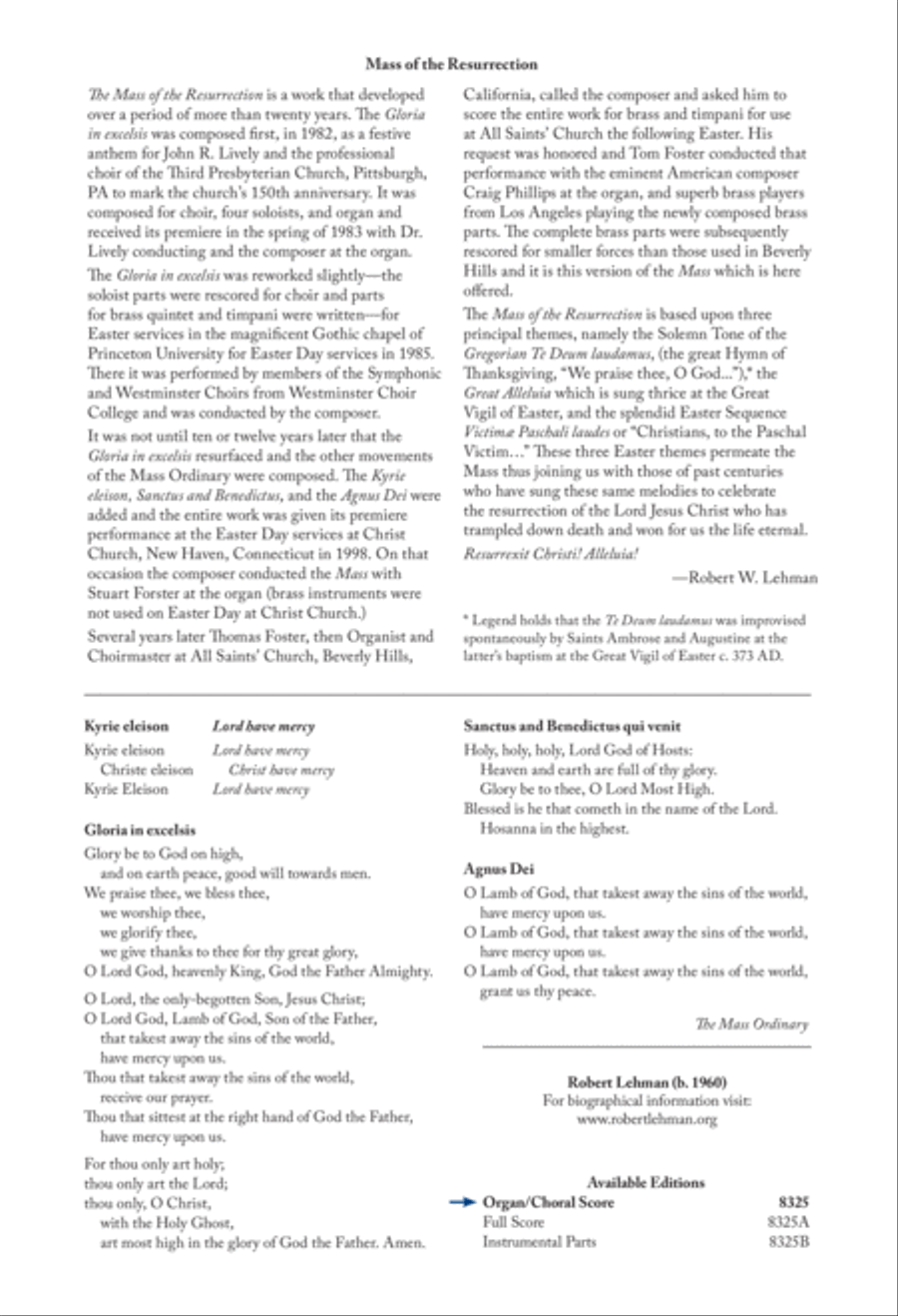 Mass of the Resurrection 4-Part scores gallery preview page 2