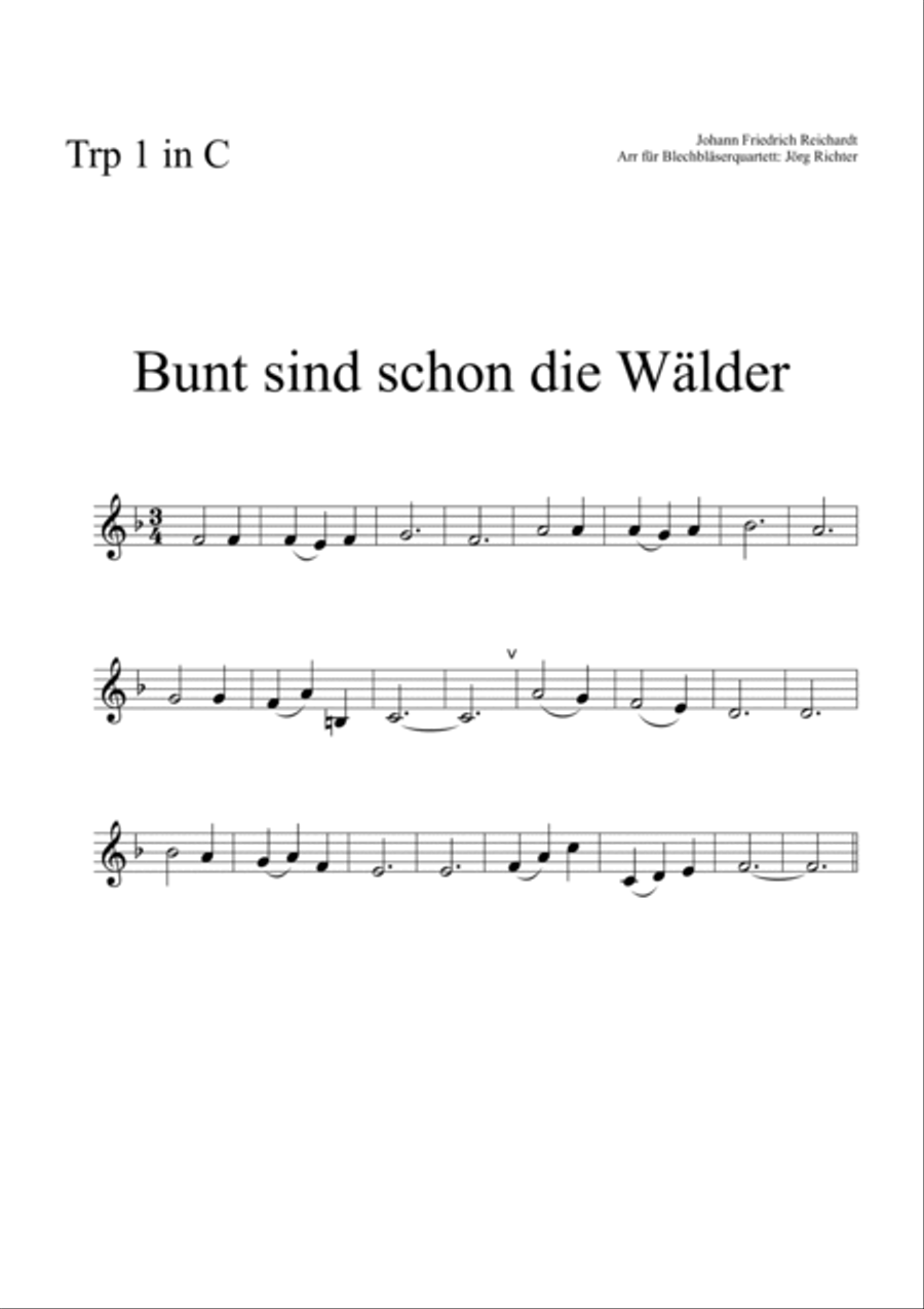 Bunt sind schon die Wälder für Blechbläser Quartett Brass Ensemble scores gallery preview page 3