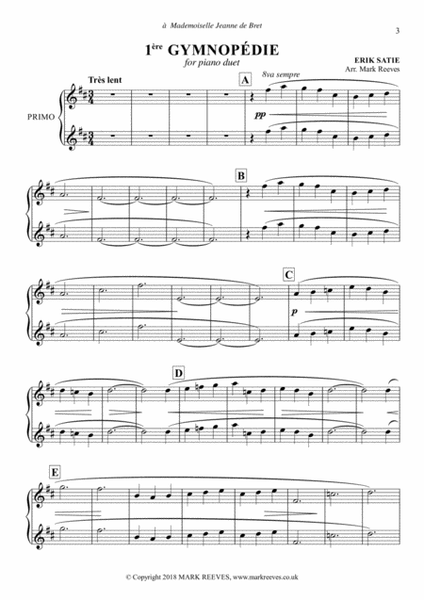 Erik Satie - Gymnopedie No 1 for Piano Duet image number null
