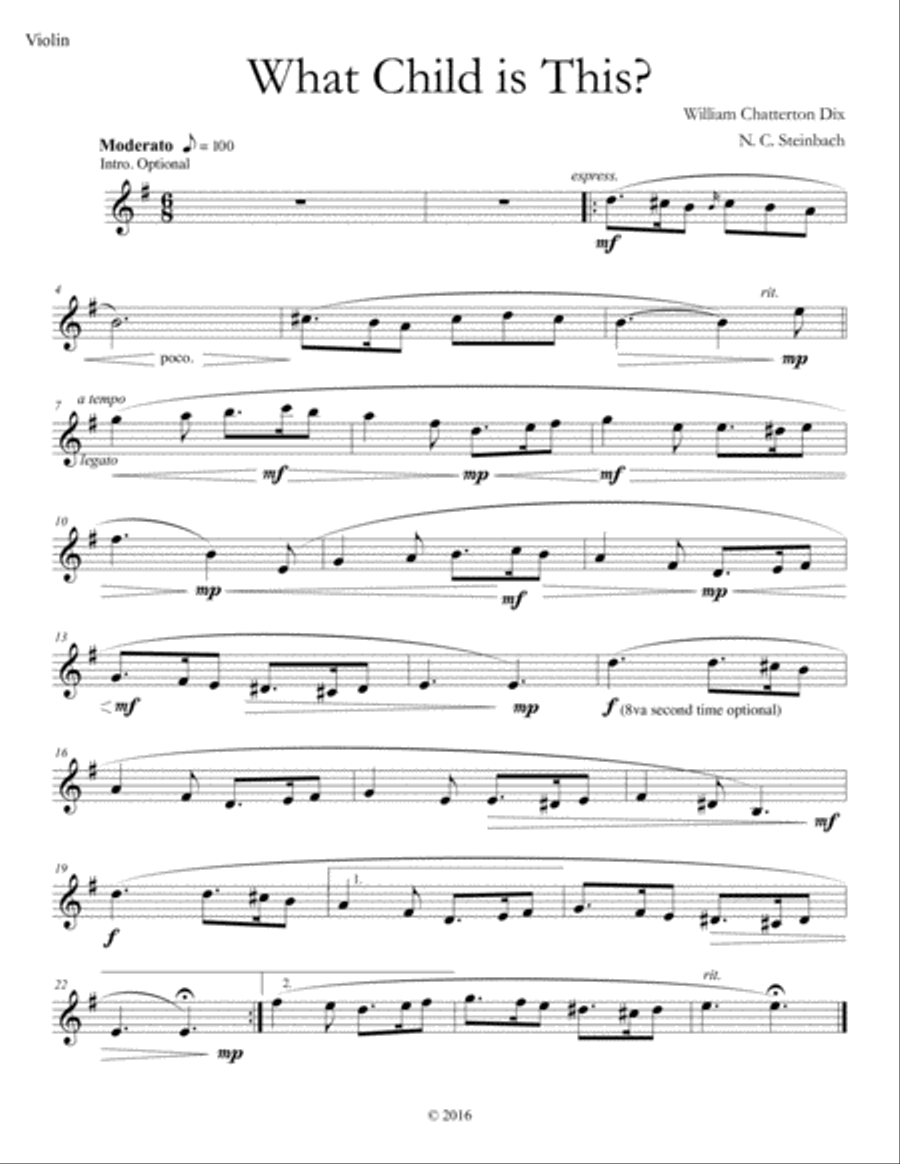 What Child Is This Solo Violin Violin Solo scores gallery preview page 1