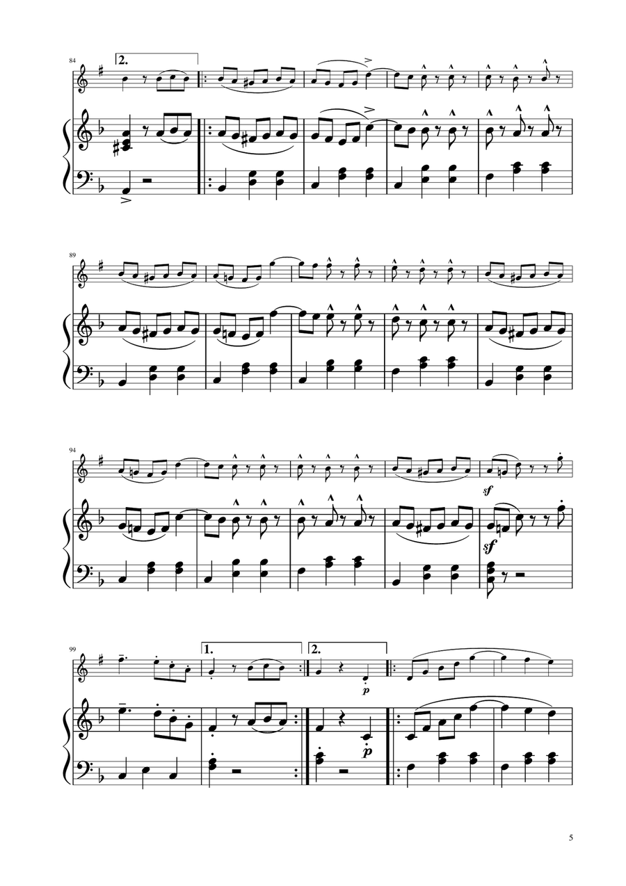 Blue Danube Walzt - Trumpet Solo w/ Piano B-Flat Trumpet scores gallery preview page 5