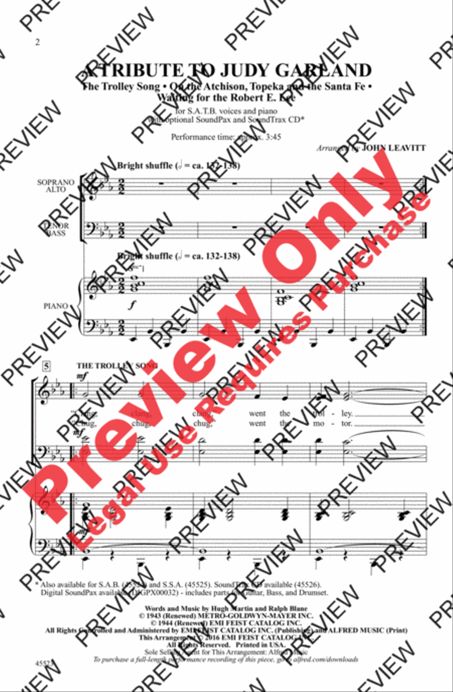 A Tribute to Judy Garland 4-Part scores gallery preview page 2