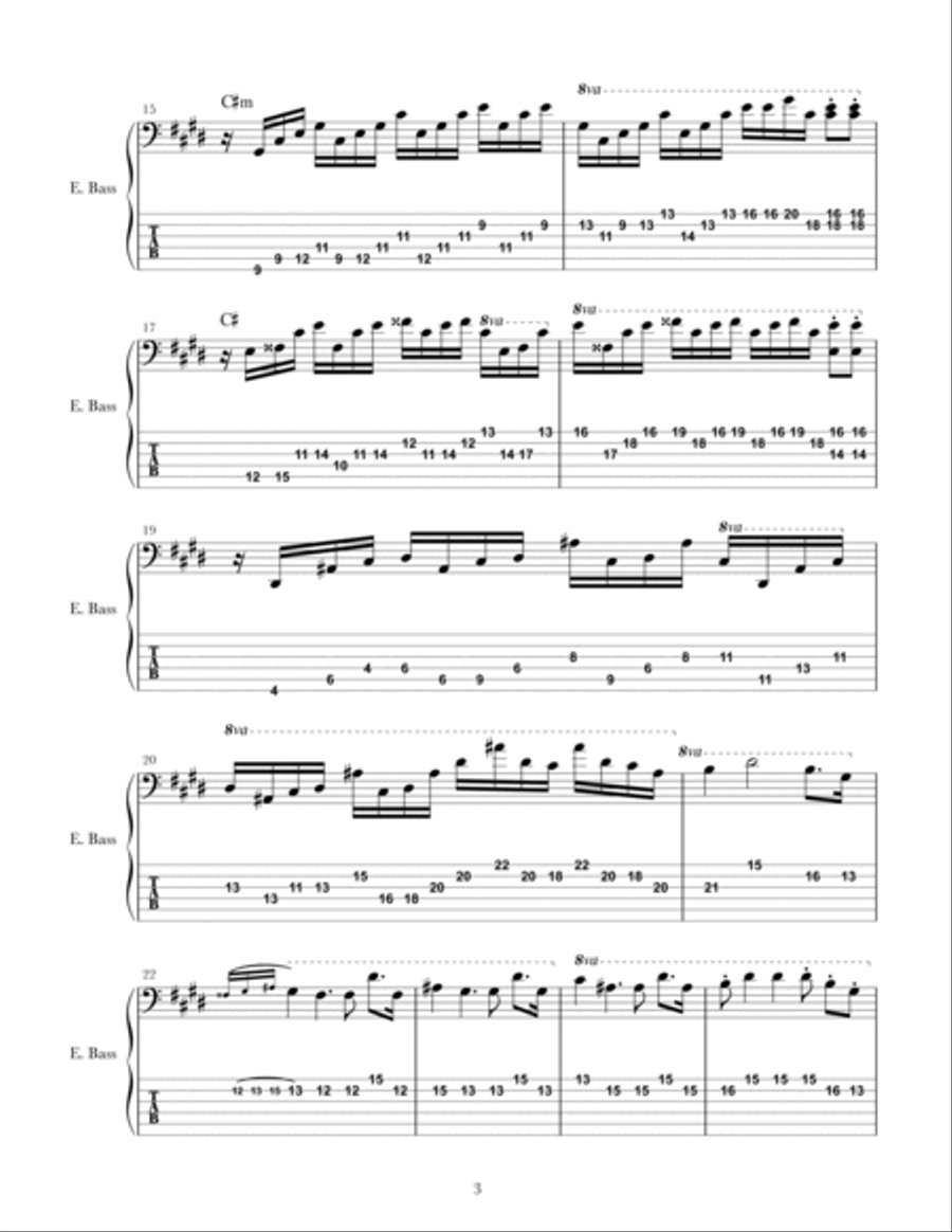 Moonlight Sonata, Third Movement, Op. 27 Bass Guitar scores gallery preview page 3