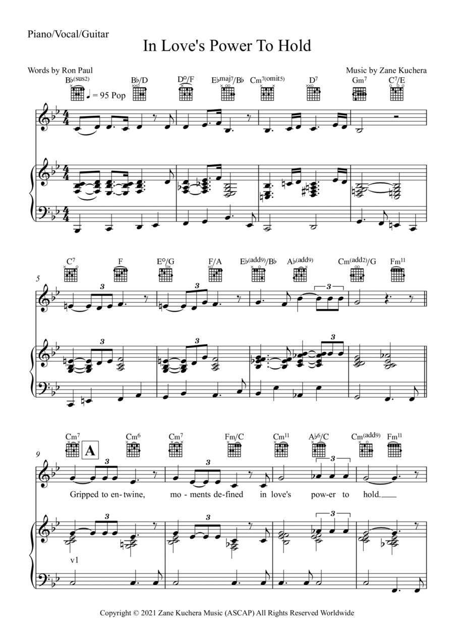 In Love's Power To Hold Piano, Vocal, Guitar scores gallery preview page 1