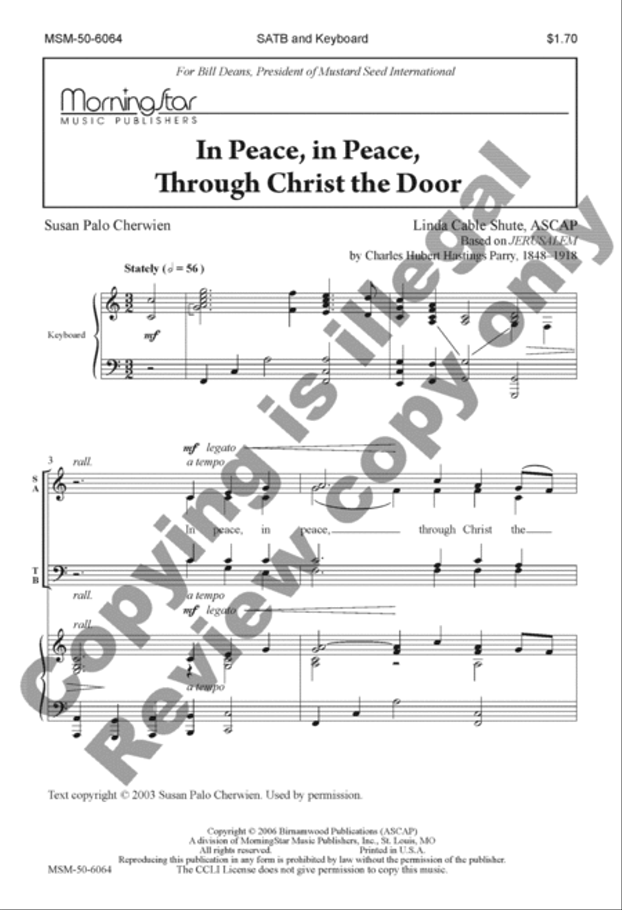 In Peace, in Peace, Through Christ the Door 4-Part scores gallery preview page 2