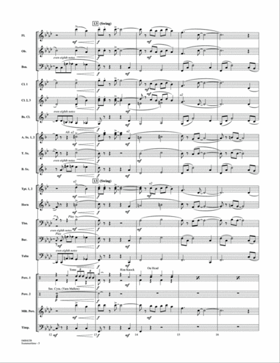 Summertime (from Porgy and Bess) - Conductor Score (Full Score) Concert Band scores gallery preview page 4