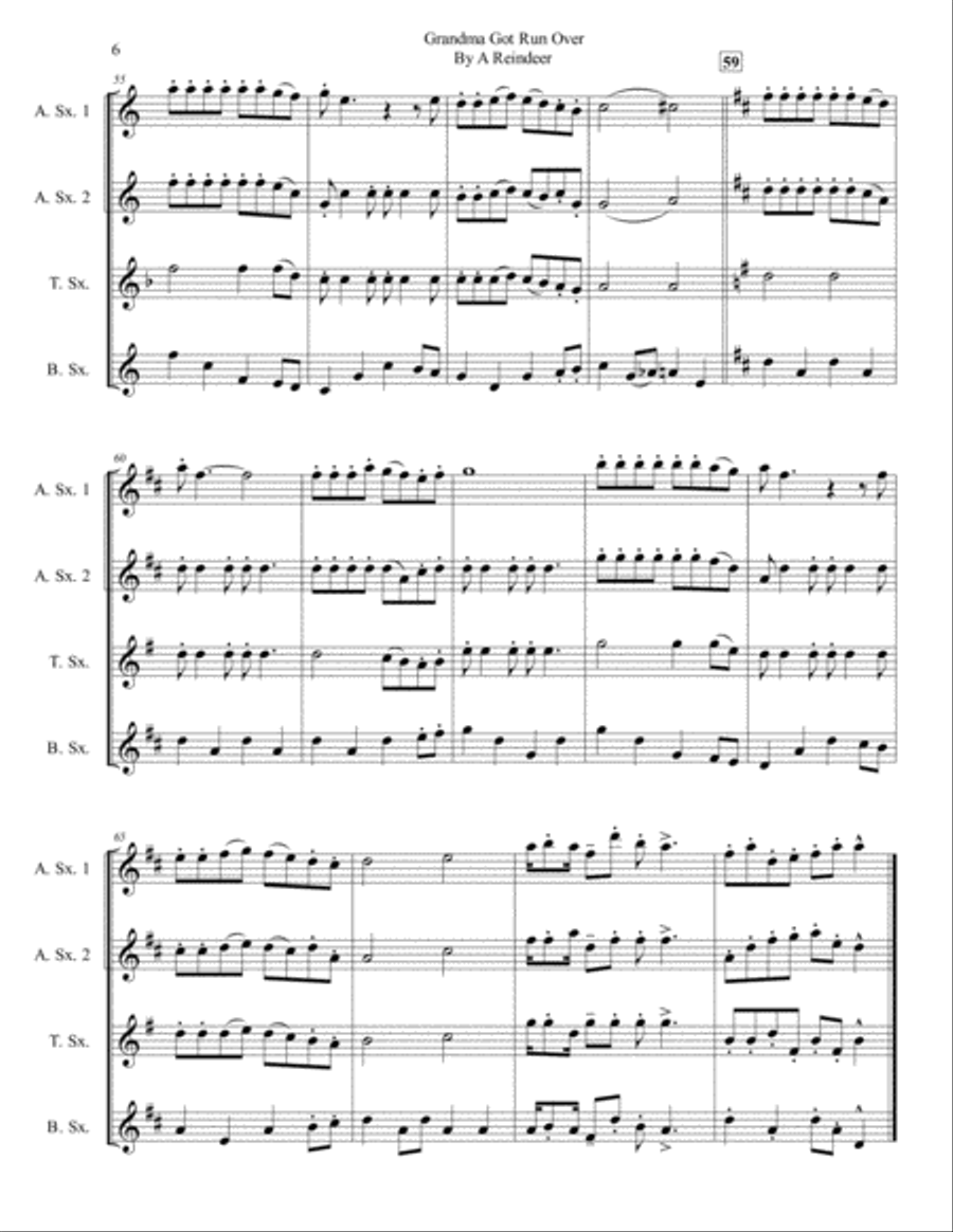Grandma Got Run Over By A Reindeer Grandma Got Run Over By A Reindeer Woodwind Quartet scores gallery preview page 6
