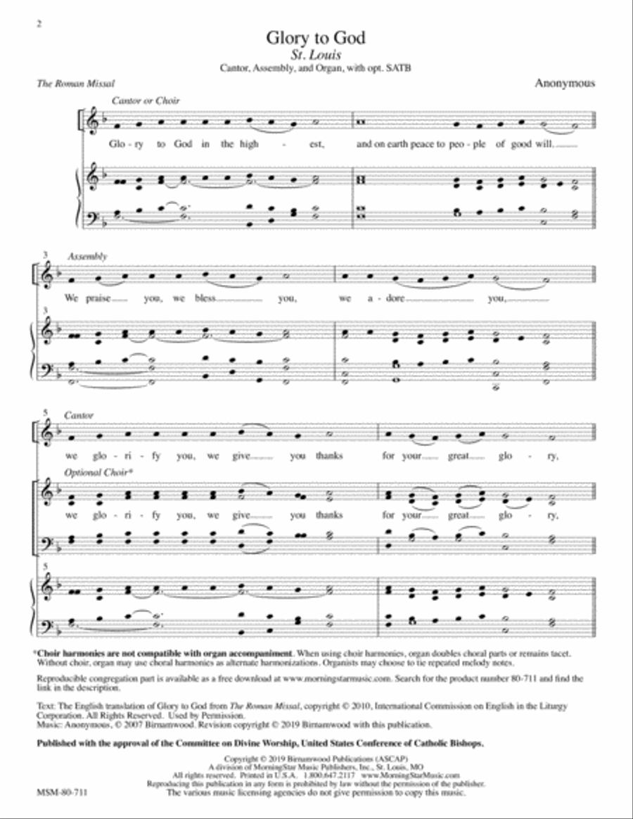Glory to God from Saint Louis New Plainsong Mass 4-Part scores gallery preview page 2
