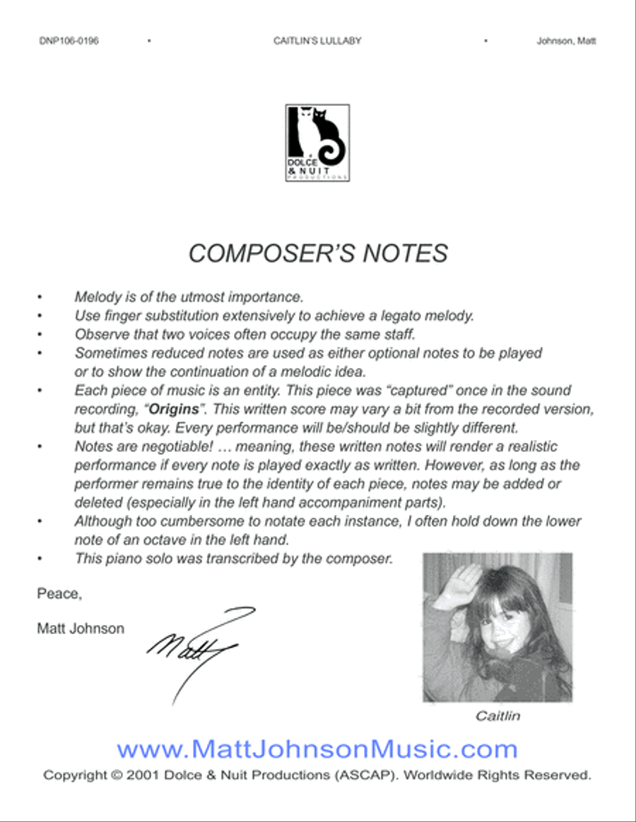Caitlin's Lullaby Piano Solo scores gallery preview page 2