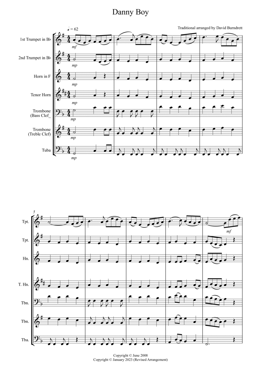 Danny Boy for Brass Quintet Brass Quintet scores gallery preview page 1