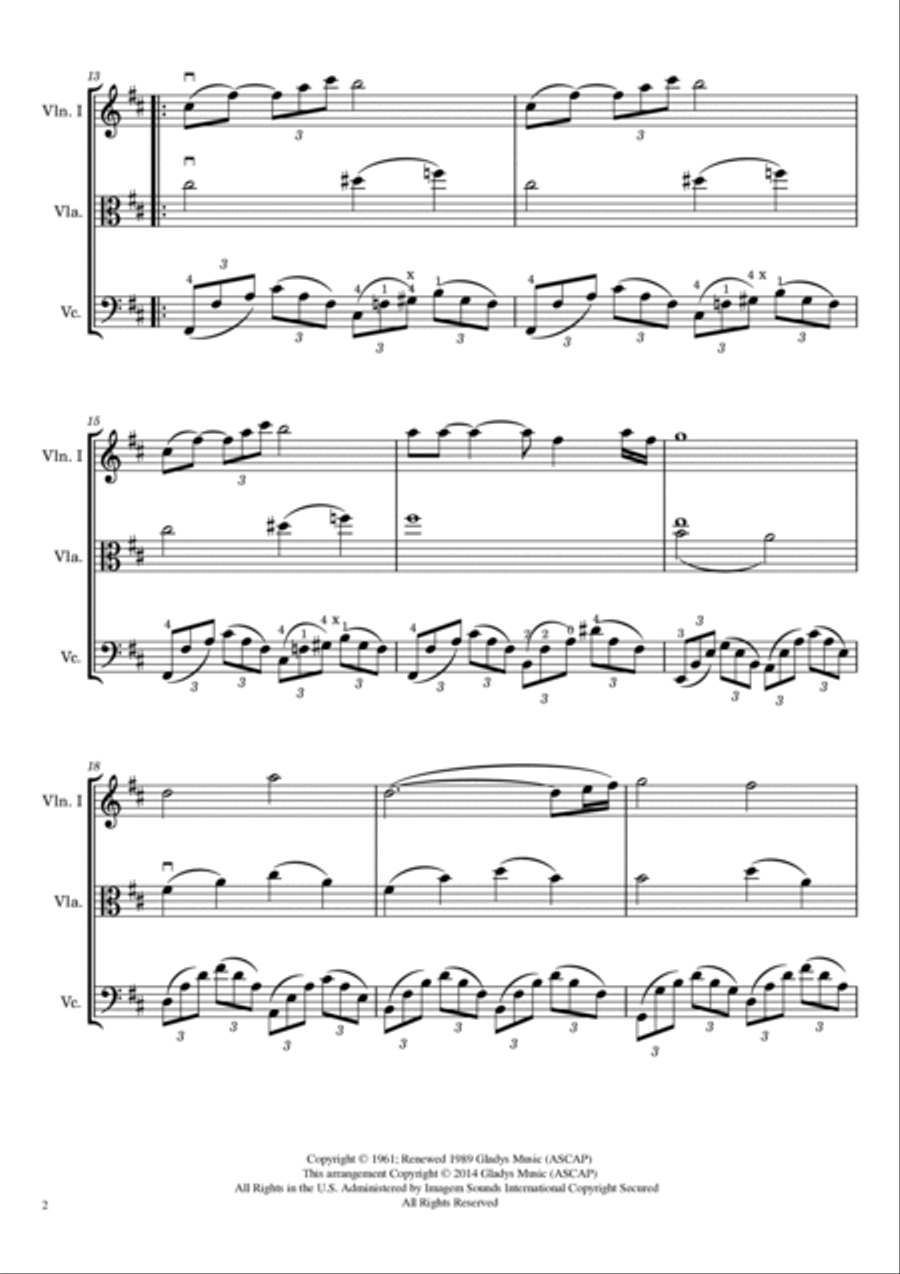 Can't Help Falling In Love String Trio scores gallery preview page 2