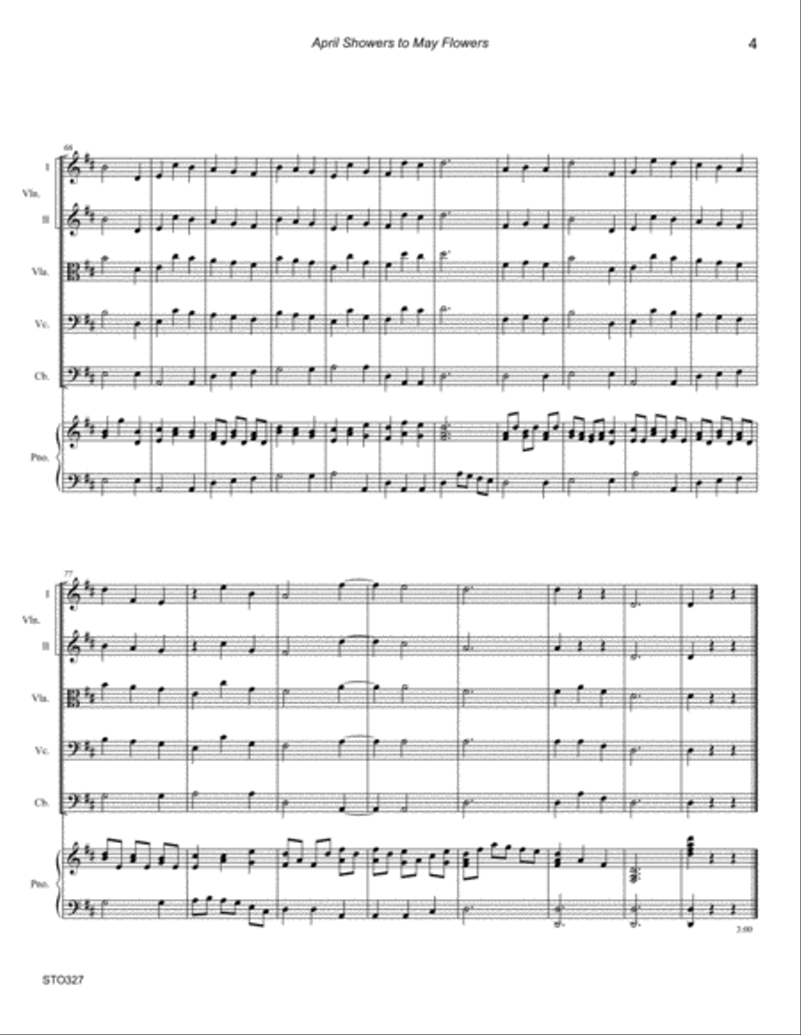 APRIL FLOWERS TO MAY SHOWERS - Elementary STRING ORCHESTRA. Original composition. Grade 1.5 String Orchestra scores gallery preview page 4