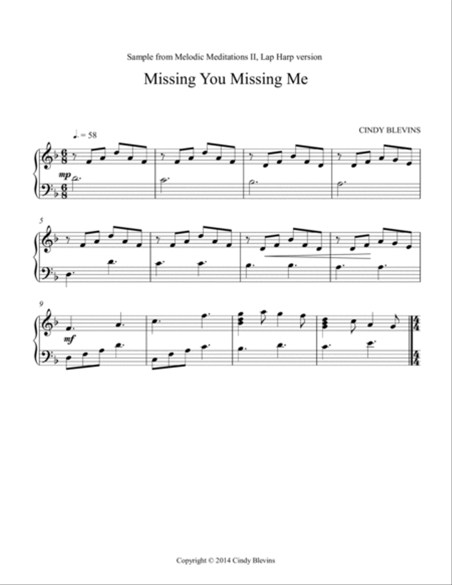 Melodic Meditations II, 10 original solos for Lap Harp Lap Harp scores gallery preview page 4